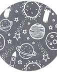 Tapis Rond pour chambre d'enfant Astronaute Gris et Blanc – STUDIO DECO
