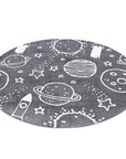 Tapis Rond pour chambre d'enfant Astronaute Gris et Blanc – STUDIO DECO