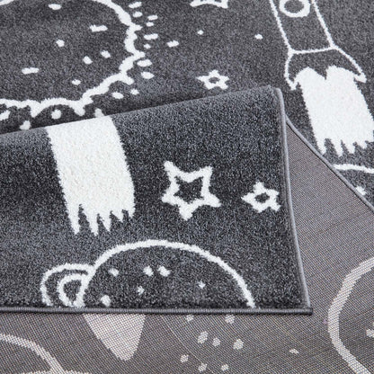 Tapis pour chambre d'enfant Astronaute Gris et Blanc