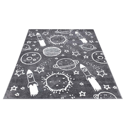 Tapis pour chambre d'enfant Astronaute Gris et Blanc