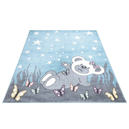 Tapis pour chambre d'enfant Ourson Bleu et Blanc