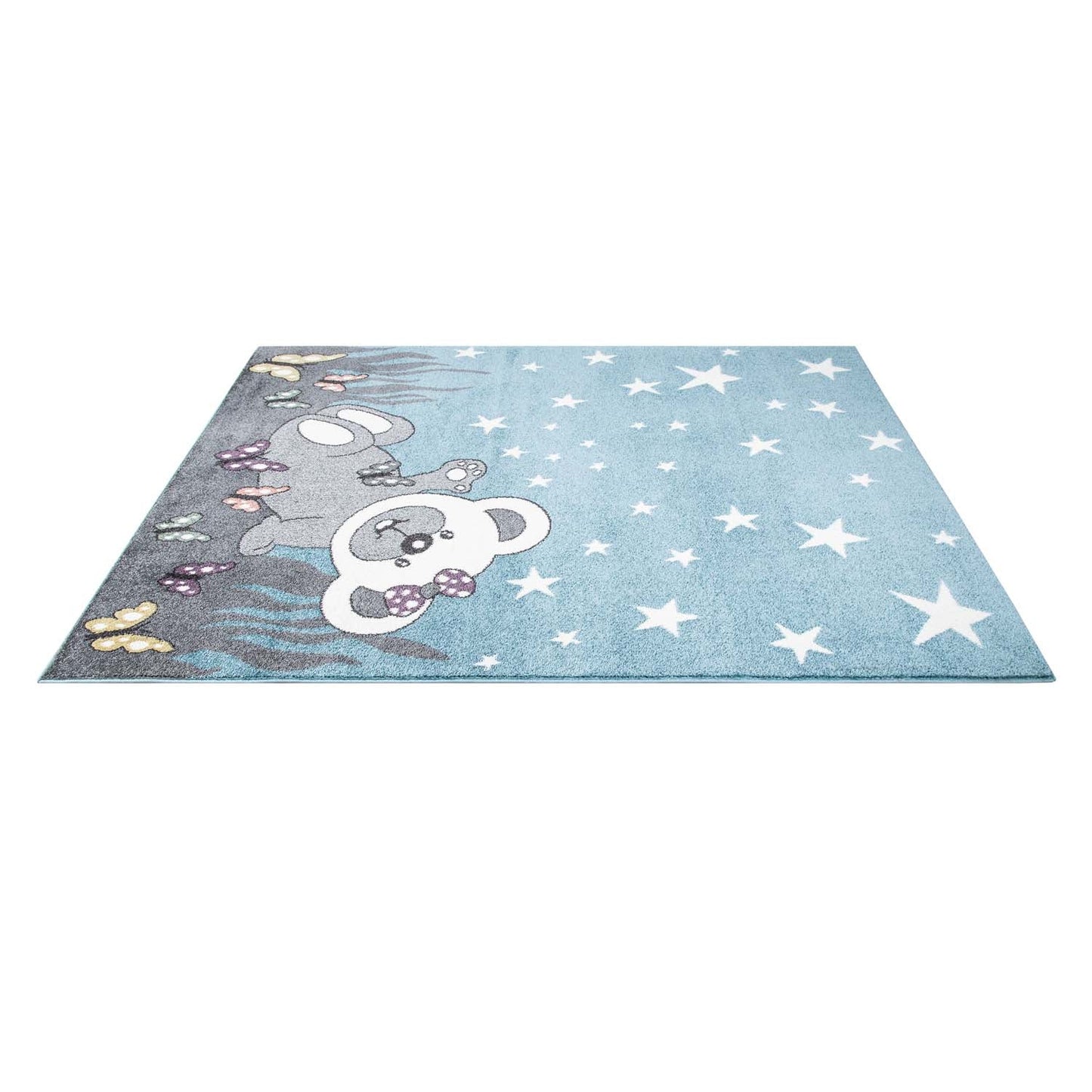 Tapis pour chambre d'enfant Ourson Bleu et Blanc