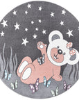 Tapis Rond pour chambre d'enfant Ourson Gris et Blanc – STUDIO DECO