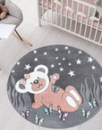 Tapis Rond pour chambre d'enfant Ourson Gris et Blanc – STUDIO DECO