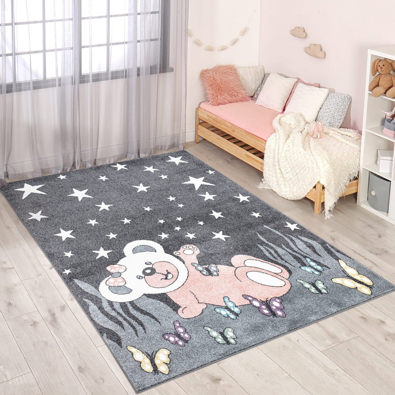 Tapis pour chambre d'enfant Ourson Gris et Blanc – STUDIO DECO