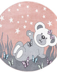 Tapis Rond pour chambre d'enfant Ourson Rose et Blanc – STUDIO DECO