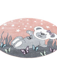 Tapis Rond pour chambre d'enfant Ourson Rose et Blanc – STUDIO DECO