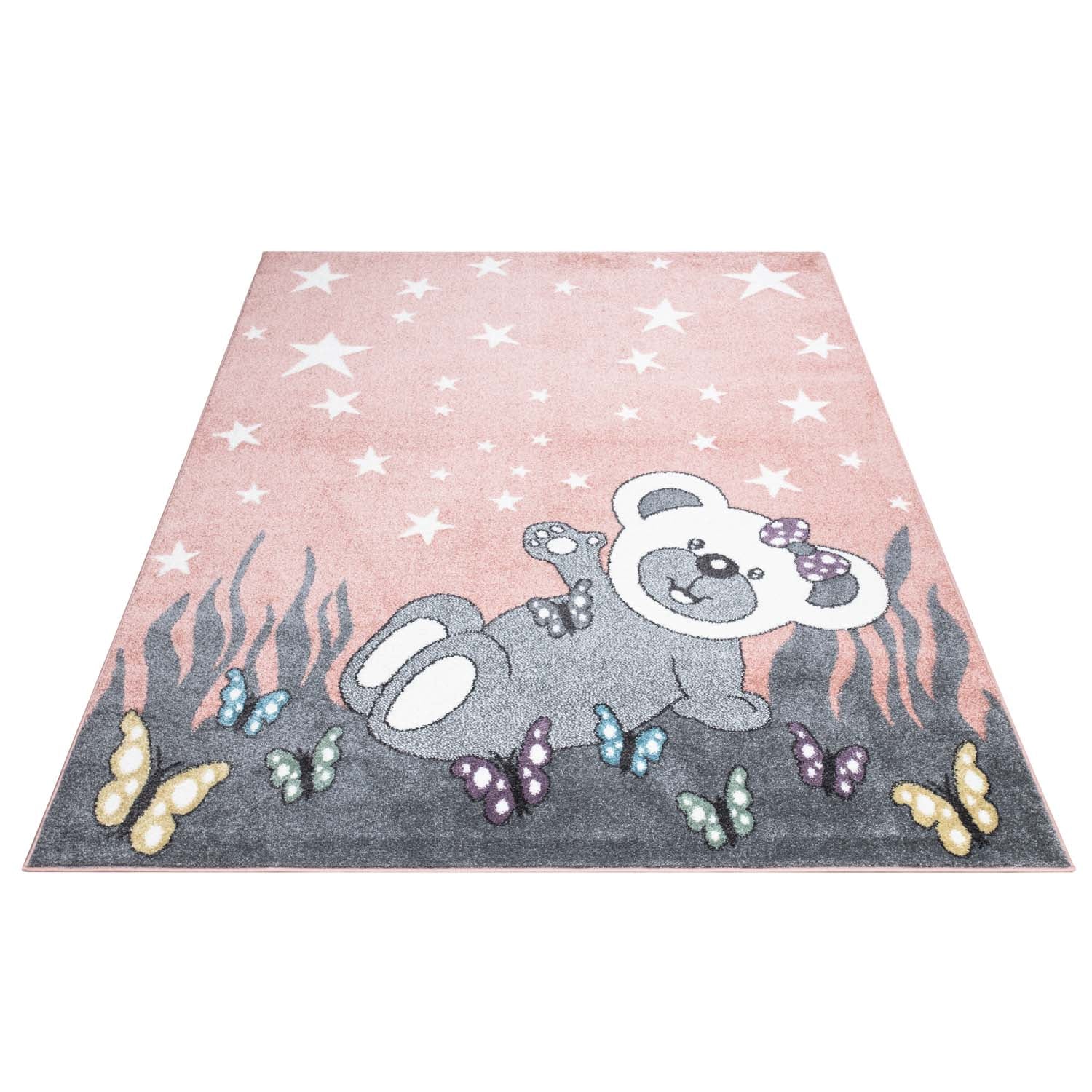 Tapis pour chambre d'enfant Ourson Rose et Blanc – STUDIO DECO