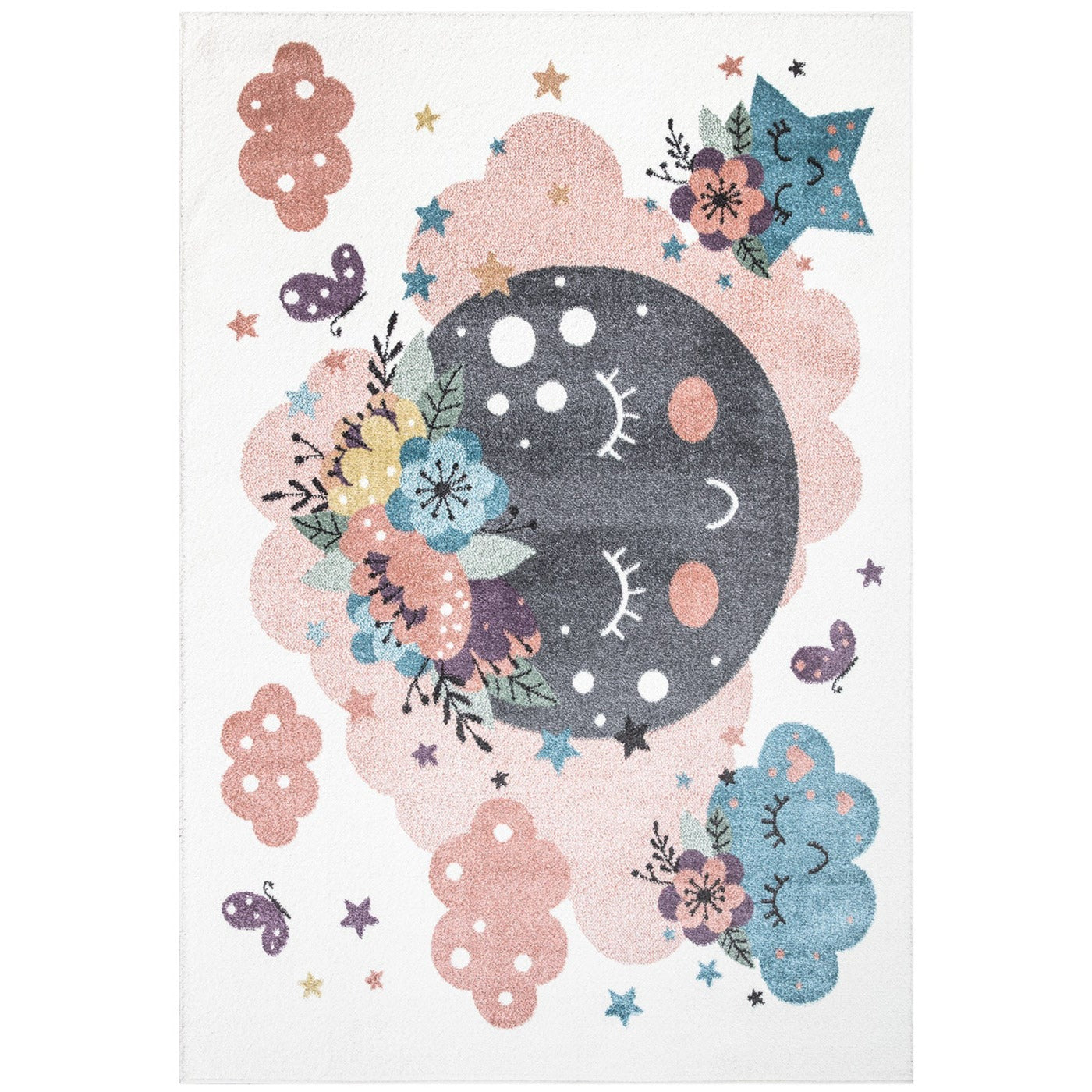 Tapis pour chambre d'enfant Crème Motif Nuages