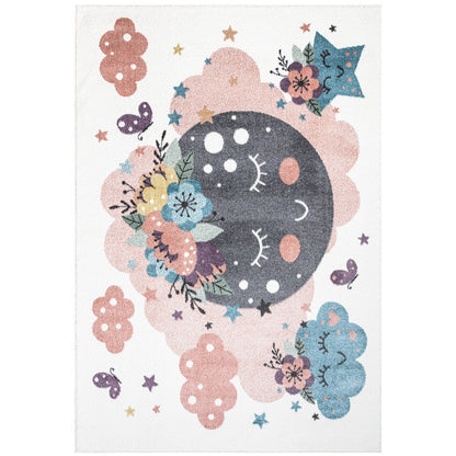 Tapis pour chambre d'enfant Crème Motif Nuages