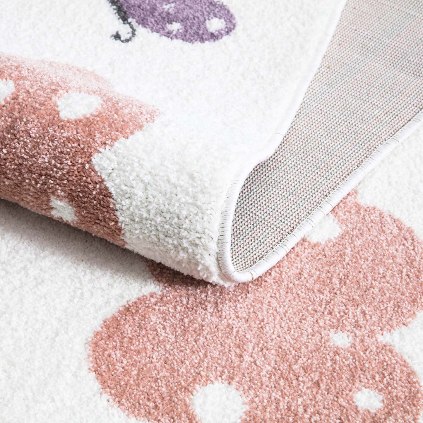 Tapis Rond pour chambre d'enfant Crème Motif Nuages