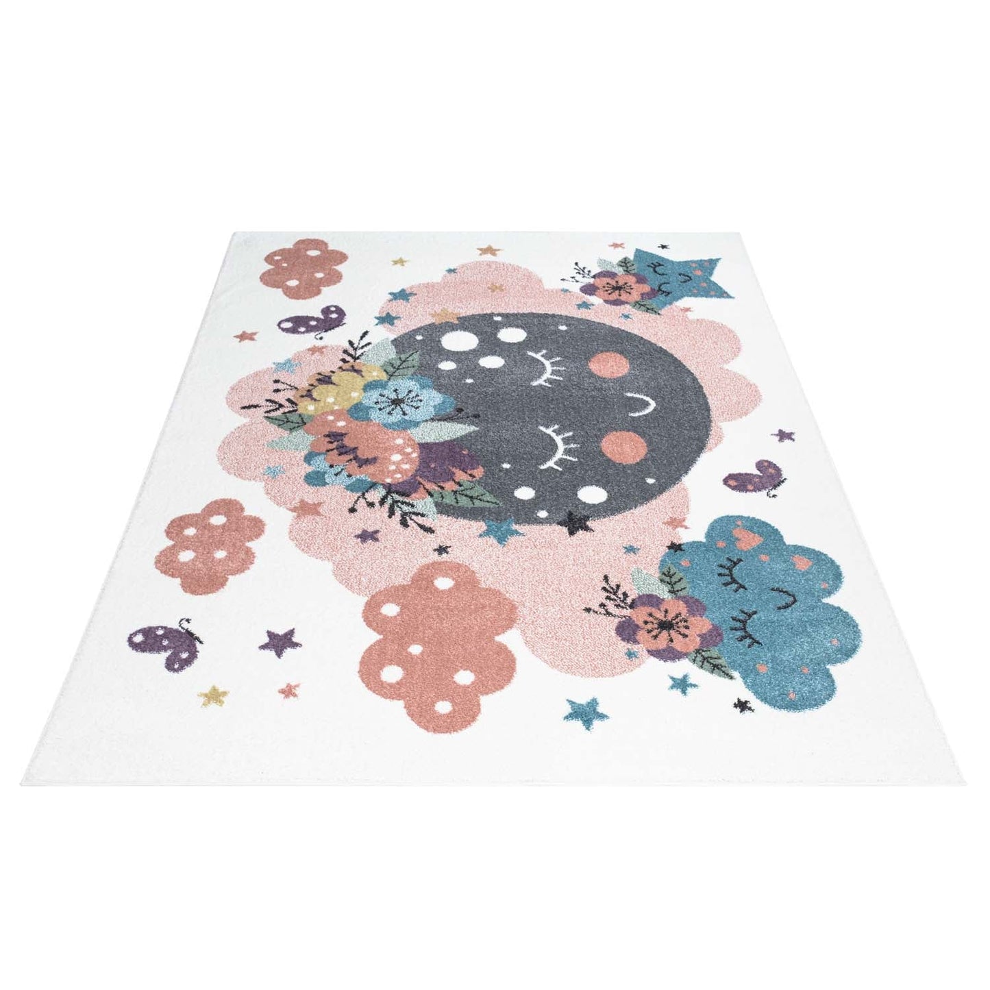 Tapis pour chambre d'enfant Crème Motif Nuages