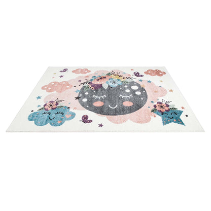 Tapis pour chambre d'enfant Crème Motif Nuages