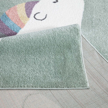 Tapis pour chambre d'enfant Vert Motif Ours Blanc