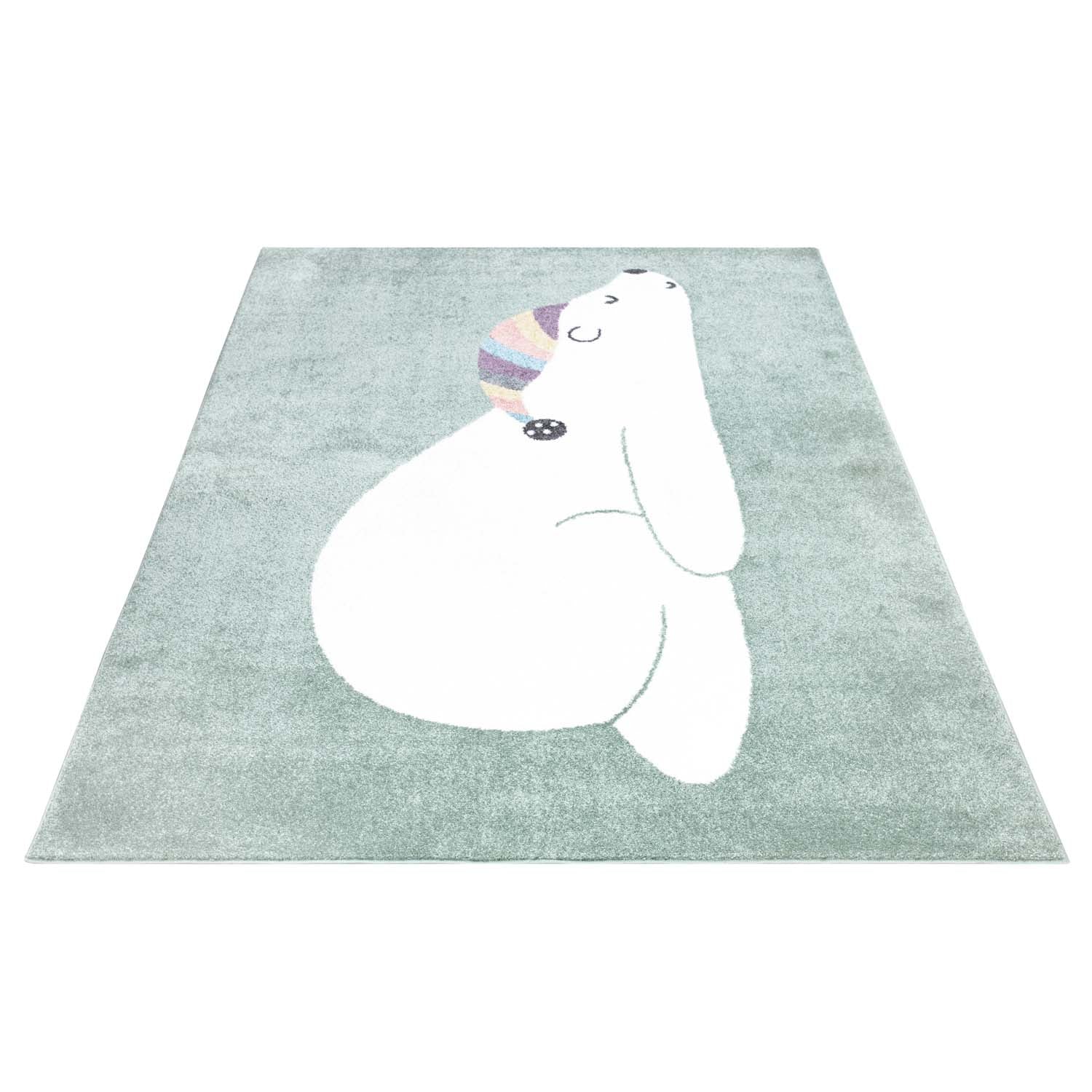 Tapis pour chambre d'enfant Vert Motif Ours Blanc – STUDIO DECO