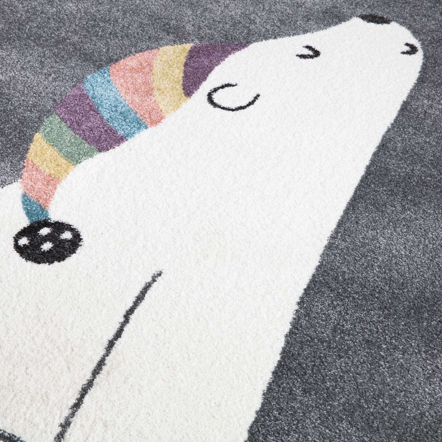 Tapis Rond pour chambre d'enfant Gris Motif Ours Blanc – STUDIO DECO