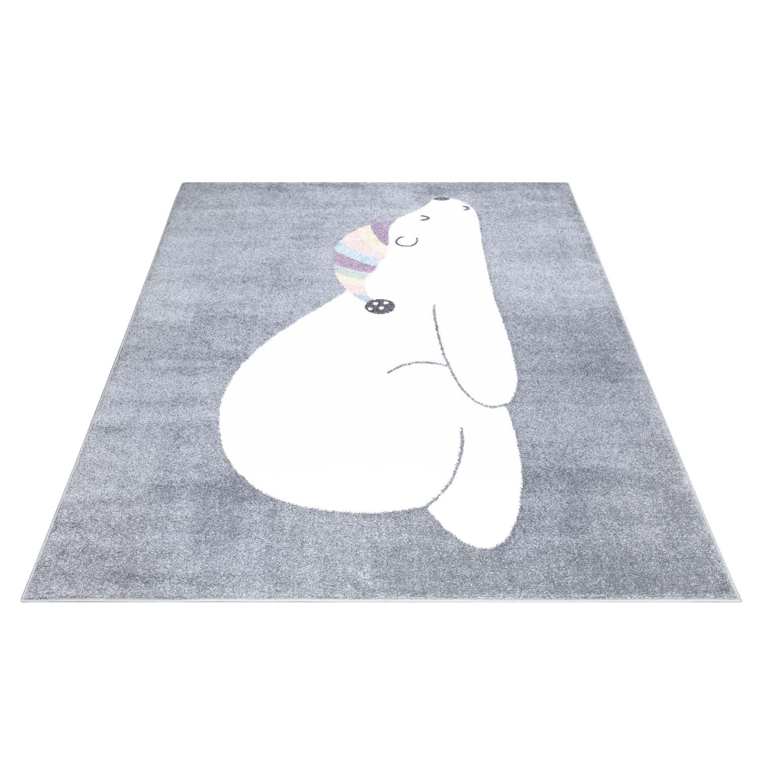 Tapis pour chambre d'enfant Gris Motif Ours Blanc – STUDIO DECO