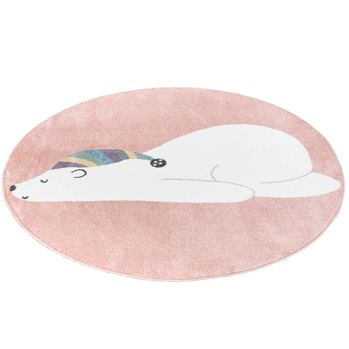 Tapis Rond pour chambre d'enfant Rose Motif Ours Blanc – STUDIO DECO