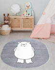 Tapis Ovale pour chambre d'enfant Gris Motif Ours Blanc – STUDIO DECO