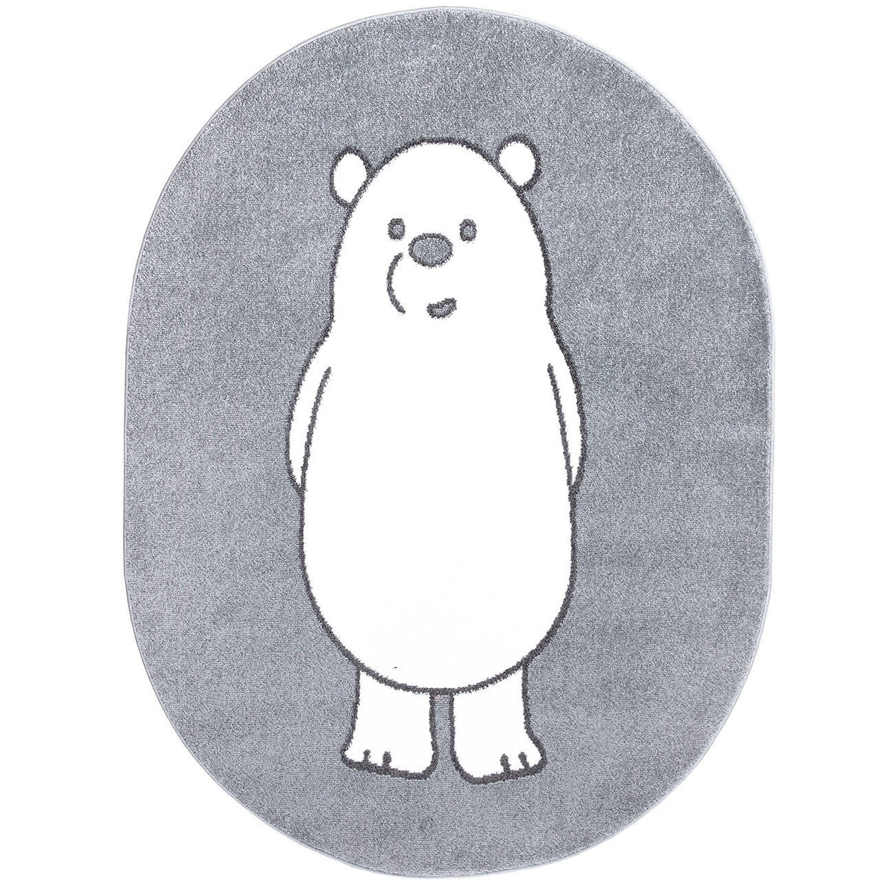 Tapis Ovale pour chambre d'enfant Gris Motif Ours Blanc – STUDIO DECO