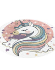 Tapis Rond pour chambre d'enfant Blanc Motif Licorne Multicolore – STUDIO DECO