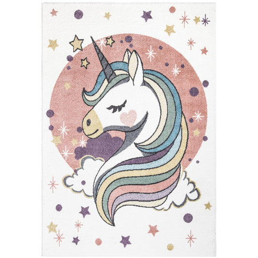 Tapis pour chambre d'enfant Blanc Motif Licorne Multicolore