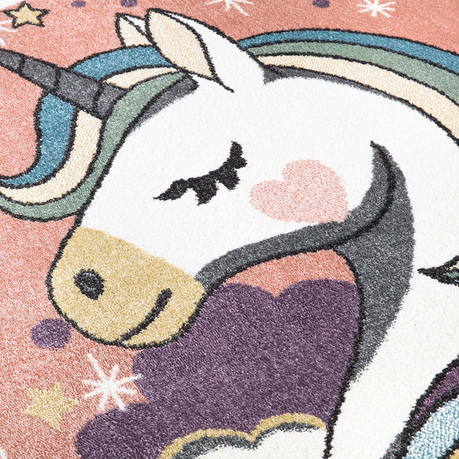 Tapis Rond pour chambre d'enfant Blanc Motif Licorne Multicolore – STUDIO DECO
