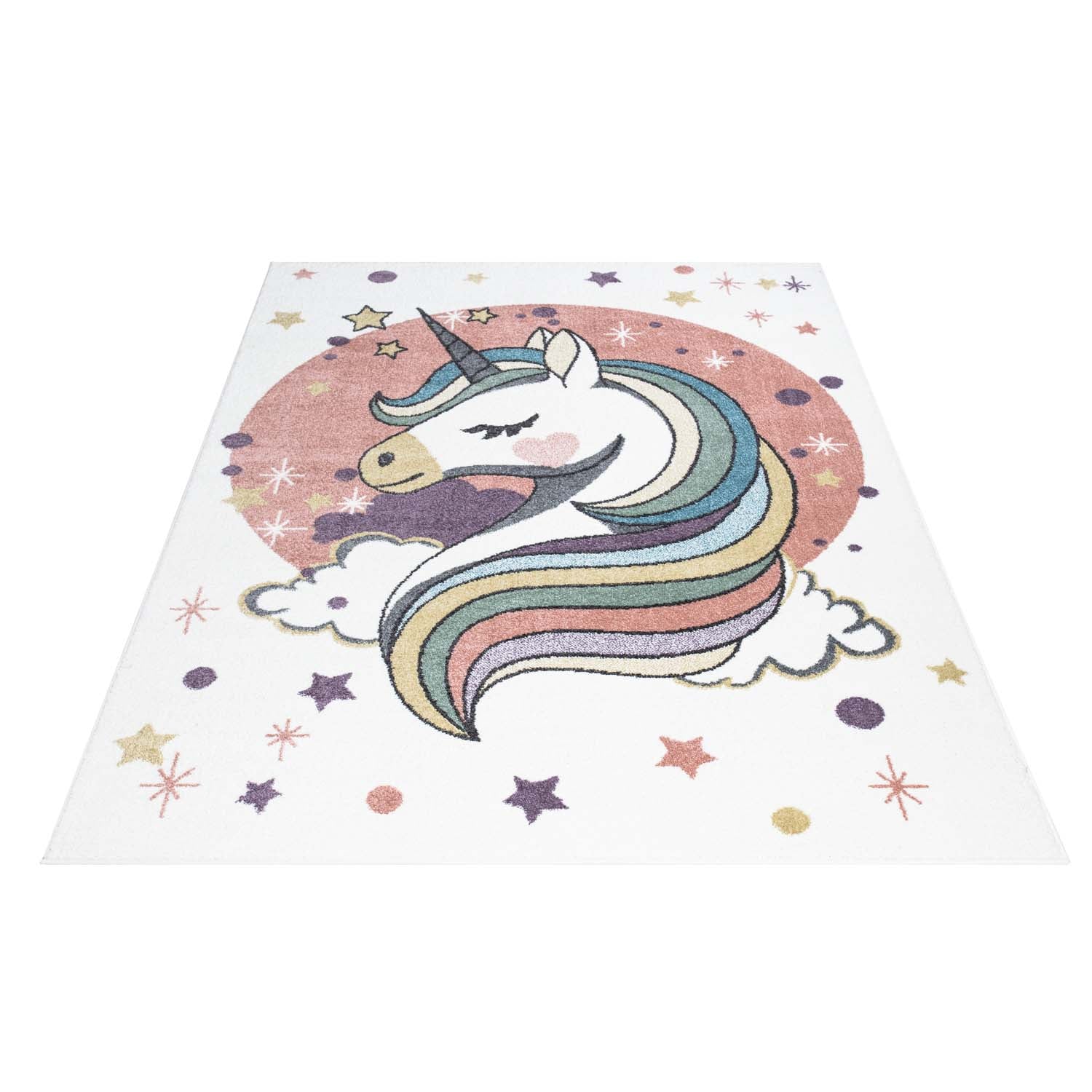 Tapis pour chambre d'enfant Blanc Motif Licorne Multicolore – STUDIO DECO