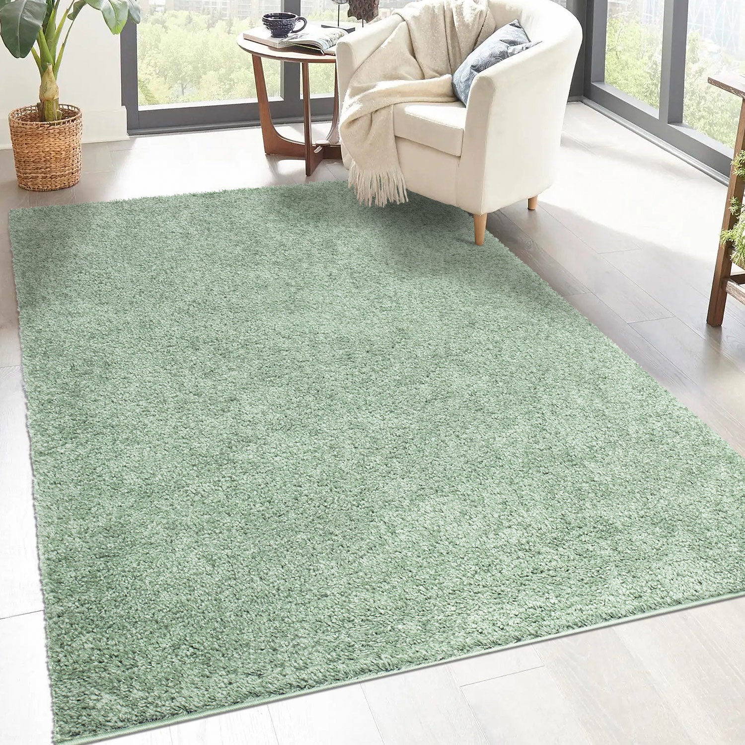 Tapis à Poils Longs SOFTY Vert Amande – STUDIO DECO