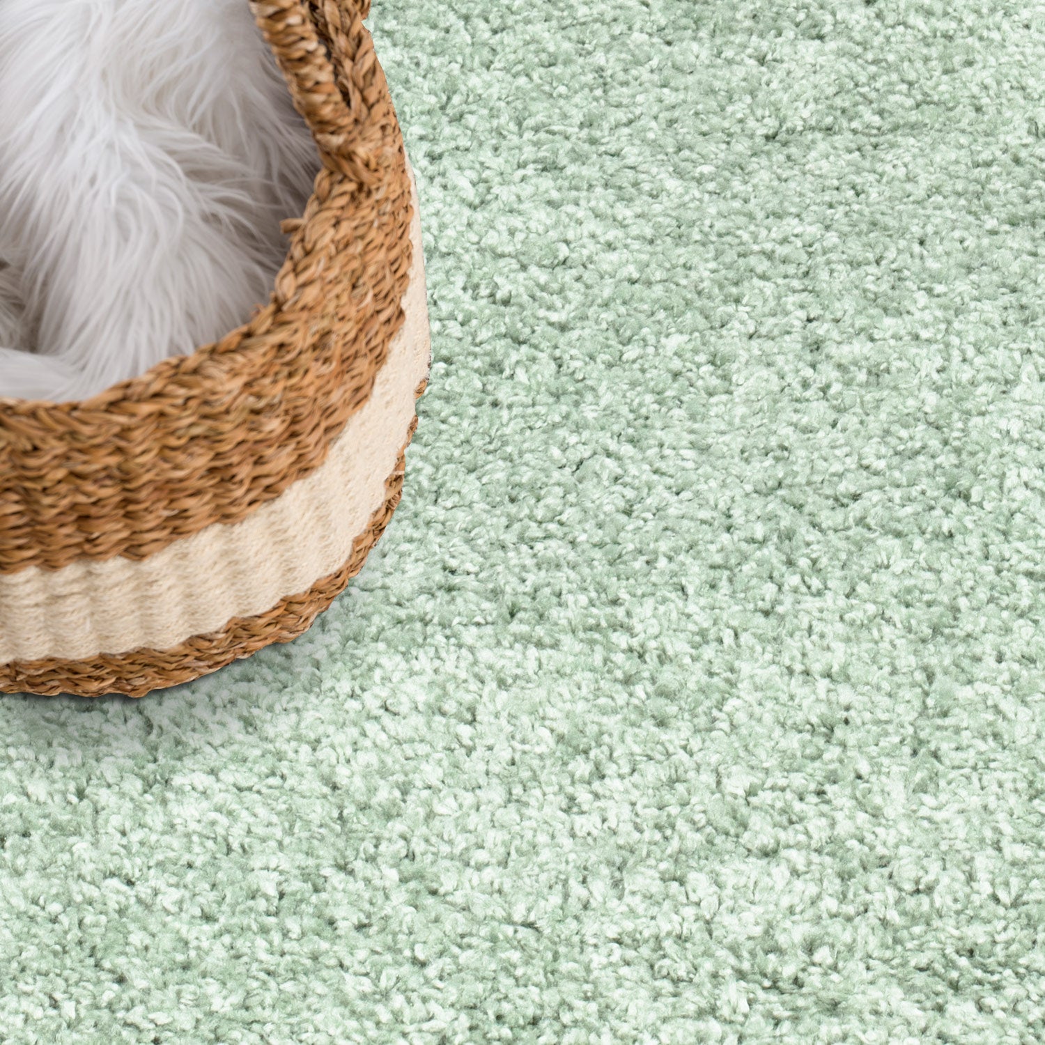 Tapis à Poils Longs SOFTY Vert Amande – STUDIO DECO