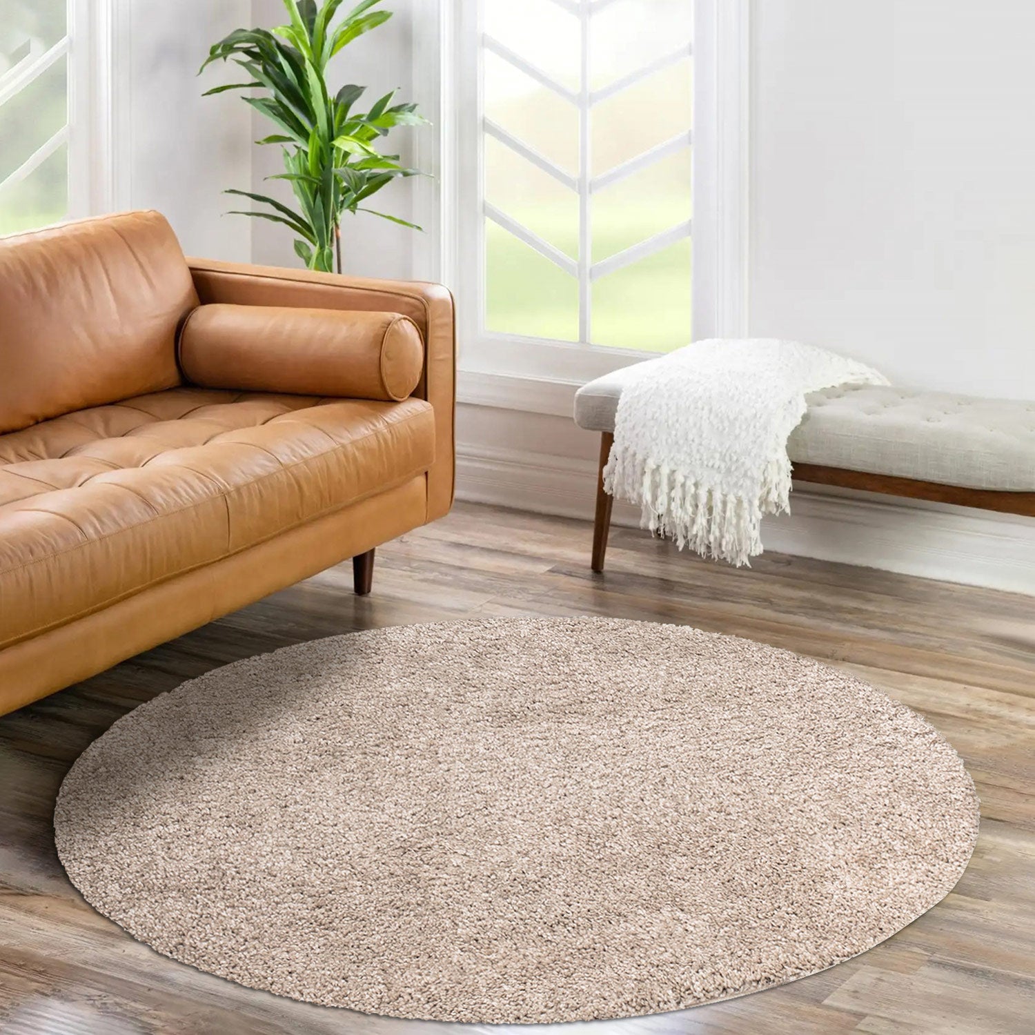 Tapis à Poils Longs Rond SOFTY Sable – STUDIO DECO
