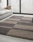Tapis Shaggy à motifs Traits - Taupe et Beige – STUDIO DECO