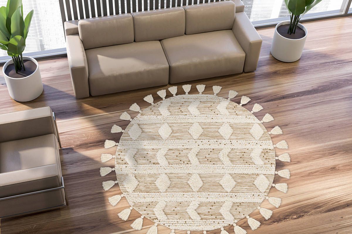 Tapis salon Fait main AZUR Beige 160x230 en laine Care&Fair