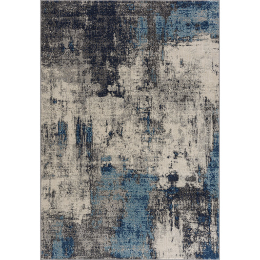 Tapis d'inspiration "Createur" Taupe et Bleu