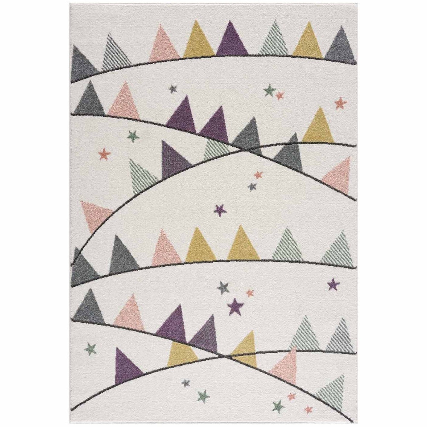 Tapis pour chambre d'enfant Crème Motif Guirlandes Multicolores