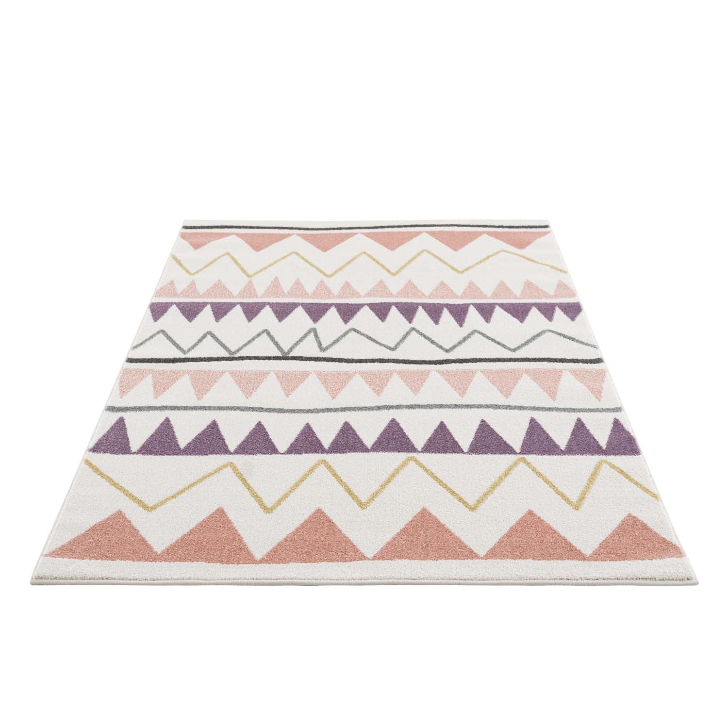 Tapis pour chambre d'enfant Crème Motif Géométrique Rose – STUDIO DECO