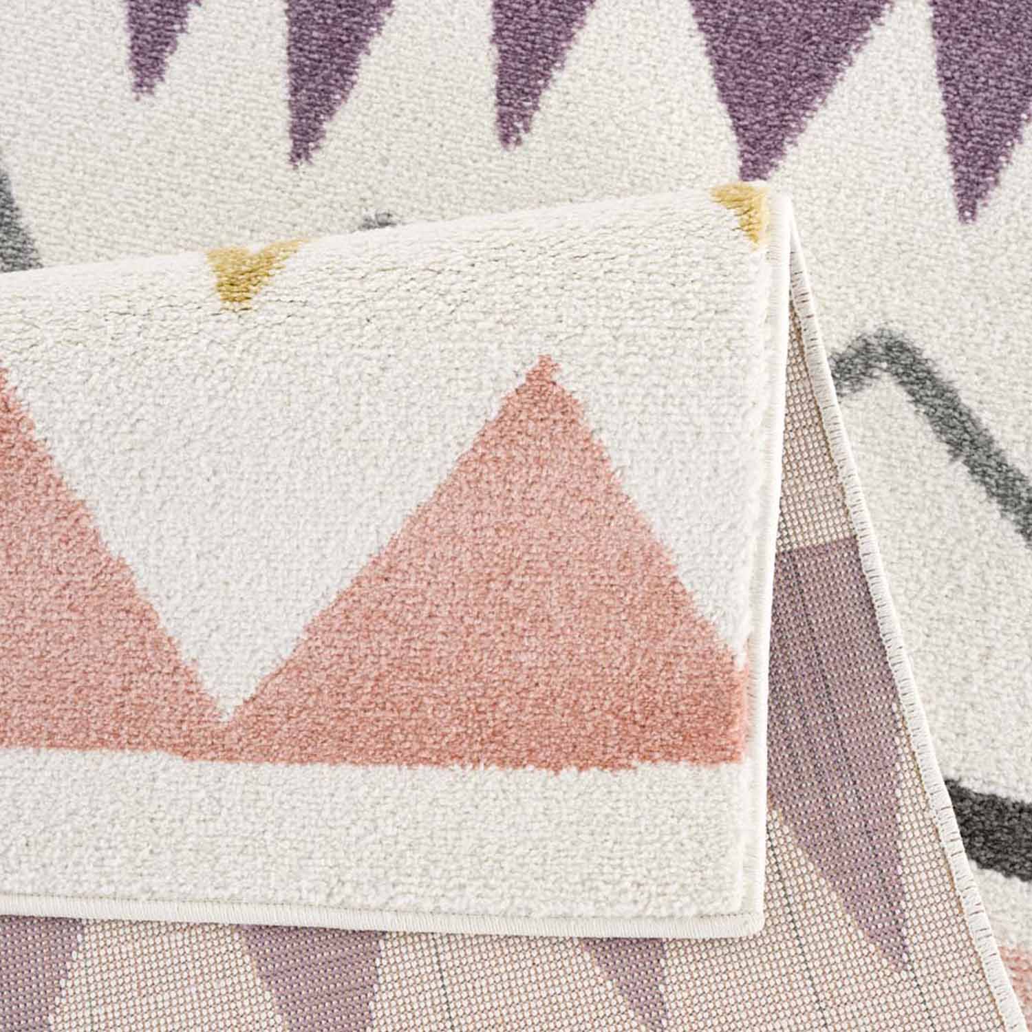 Tapis pour chambre d'enfant Crème Motif Géométrique Rose – STUDIO DECO