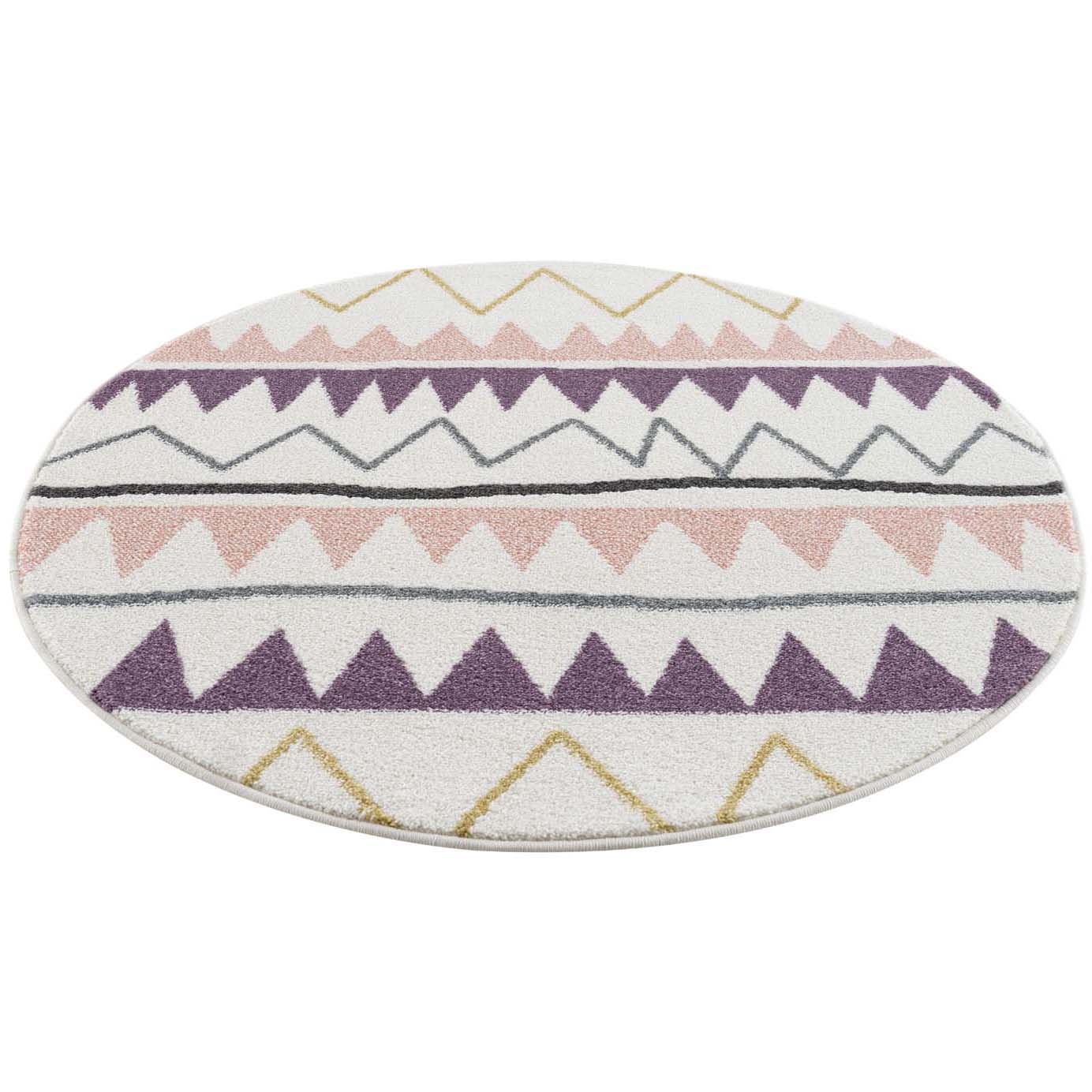 Tapis Rond pour chambre d'enfant Crème Motif Géométrique Rose – STUDIO DECO