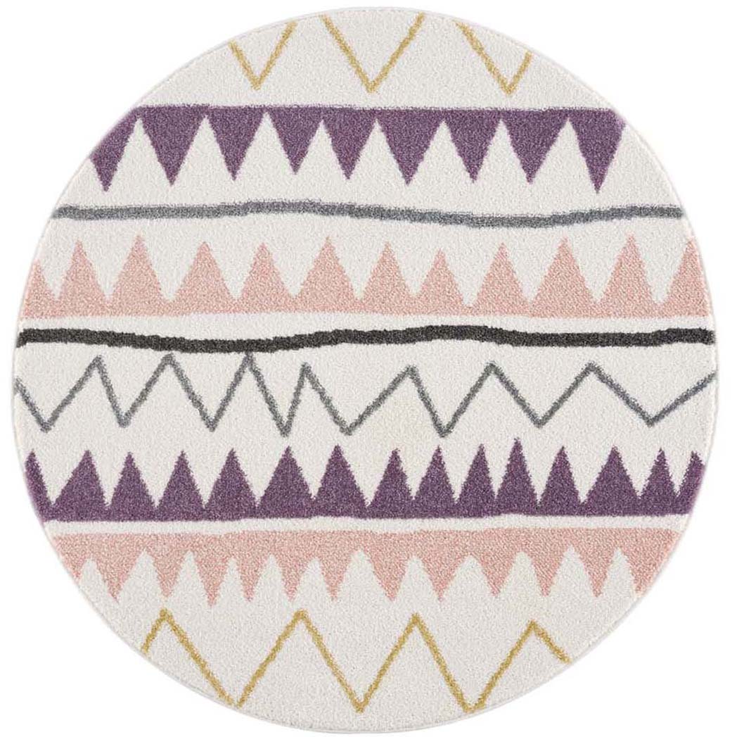 Tapis Rond pour chambre d'enfant Crème Motif Géométrique Rose – STUDIO DECO