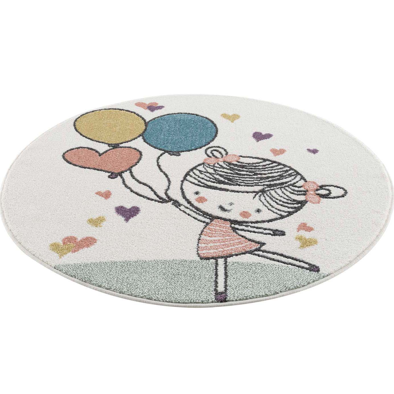 Tapis Rond pour chambre d'enfant Crème Motif Fille – STUDIO DECO