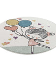 Tapis Rond pour chambre d'enfant Crème Motif Fille – STUDIO DECO