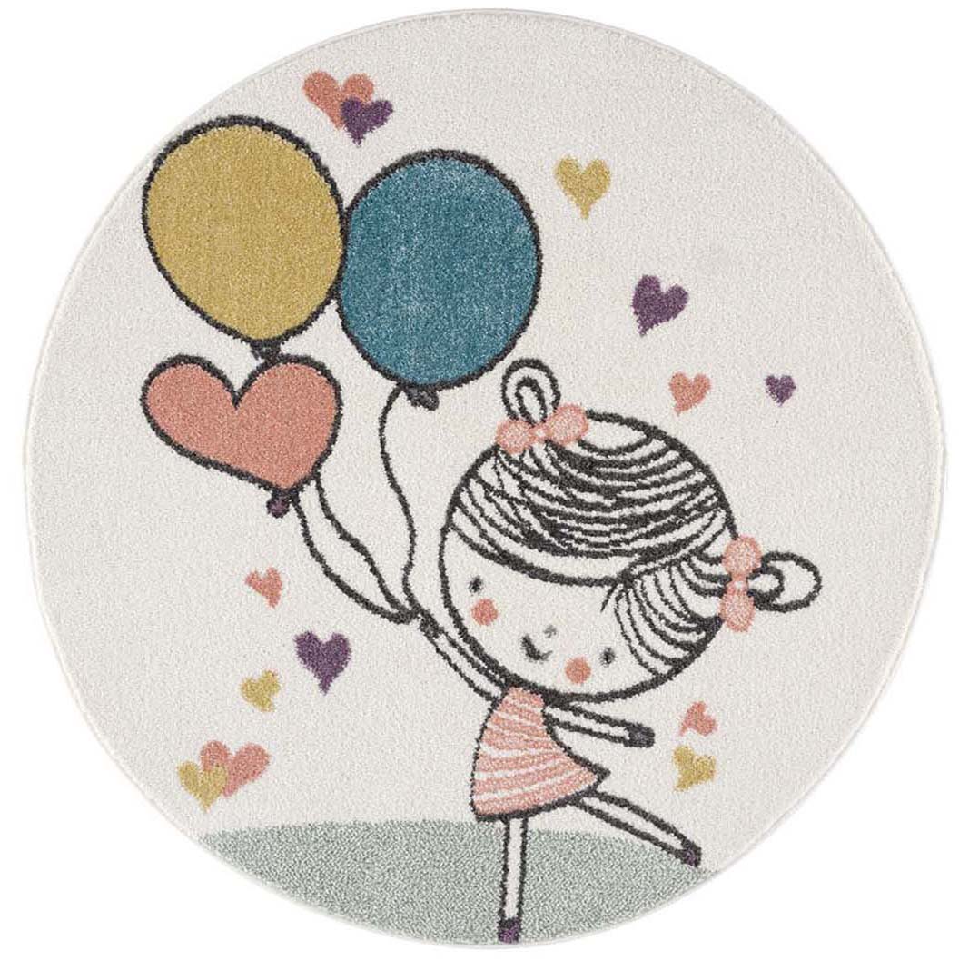 Tapis Rond pour chambre d'enfant Crème Motif Fille – STUDIO DECO