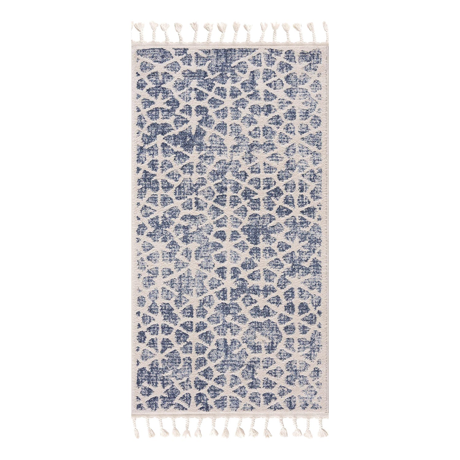 Tapis de couloir Scandi à franges tressées - Bleu – STUDIO DECO