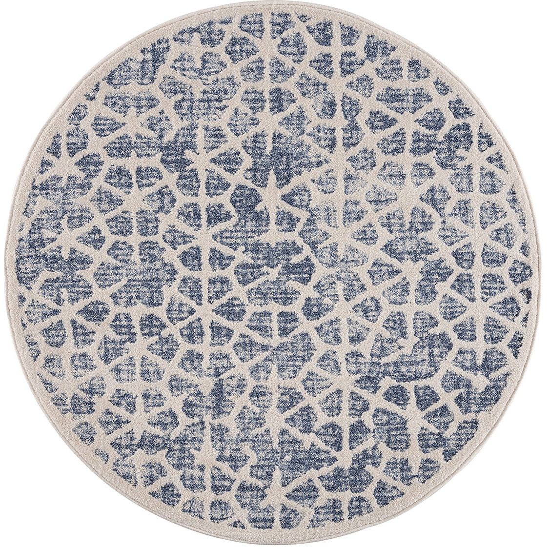 Tapis rond Scandinave tressées - Bleu et Crème