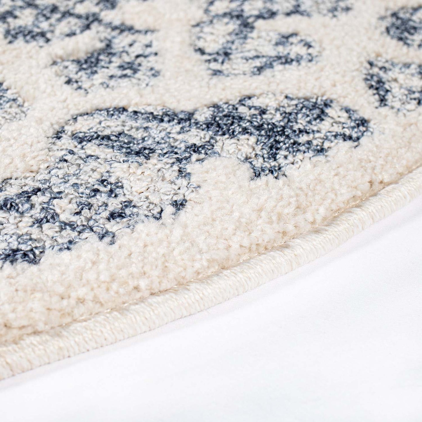 Tapis rond Scandinave tressées - Bleu et Crème