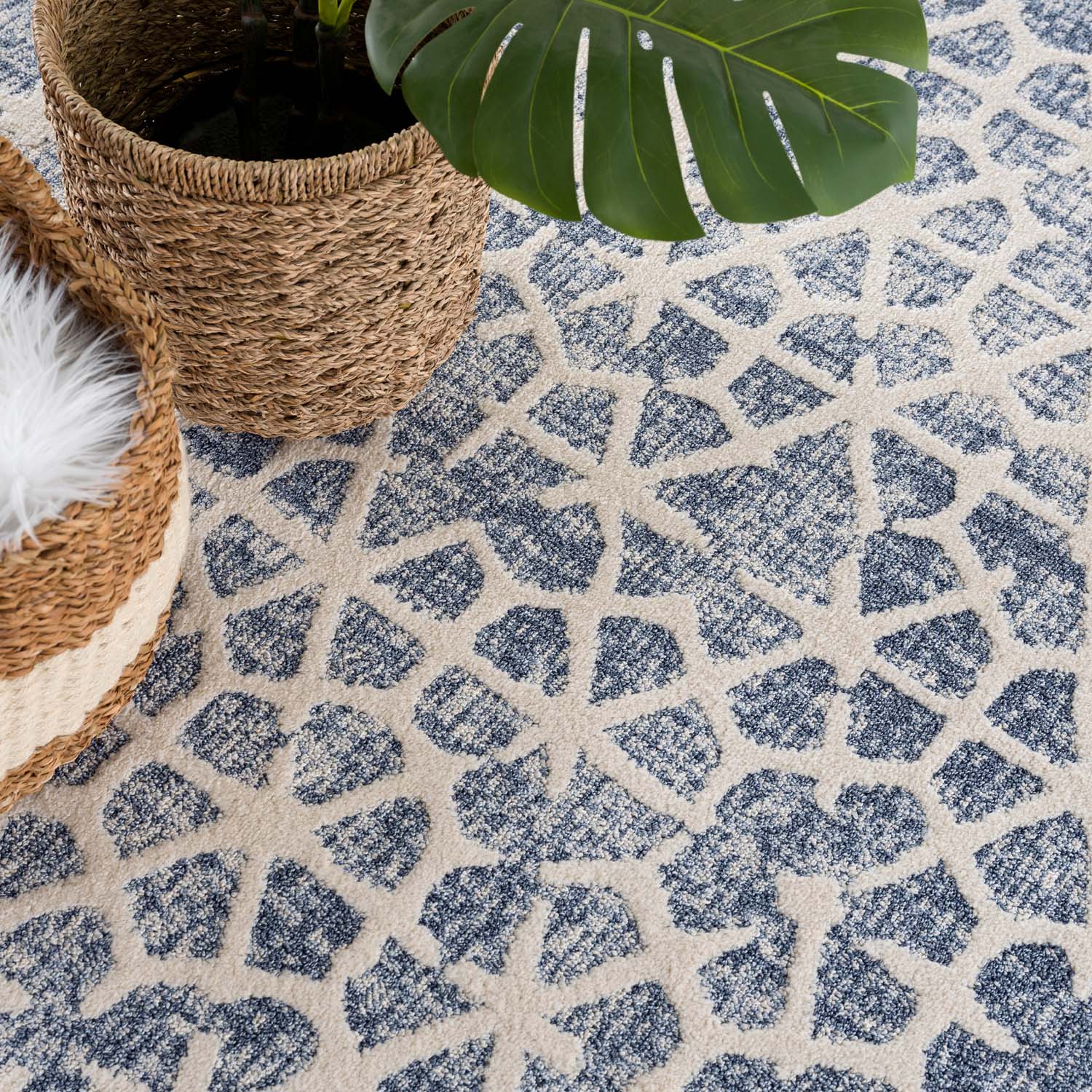 Tapis Scandi à franges tressées - Bleu – STUDIO DECO