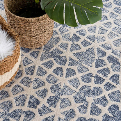 Tapis Scandinave à franges tressées - Bleu