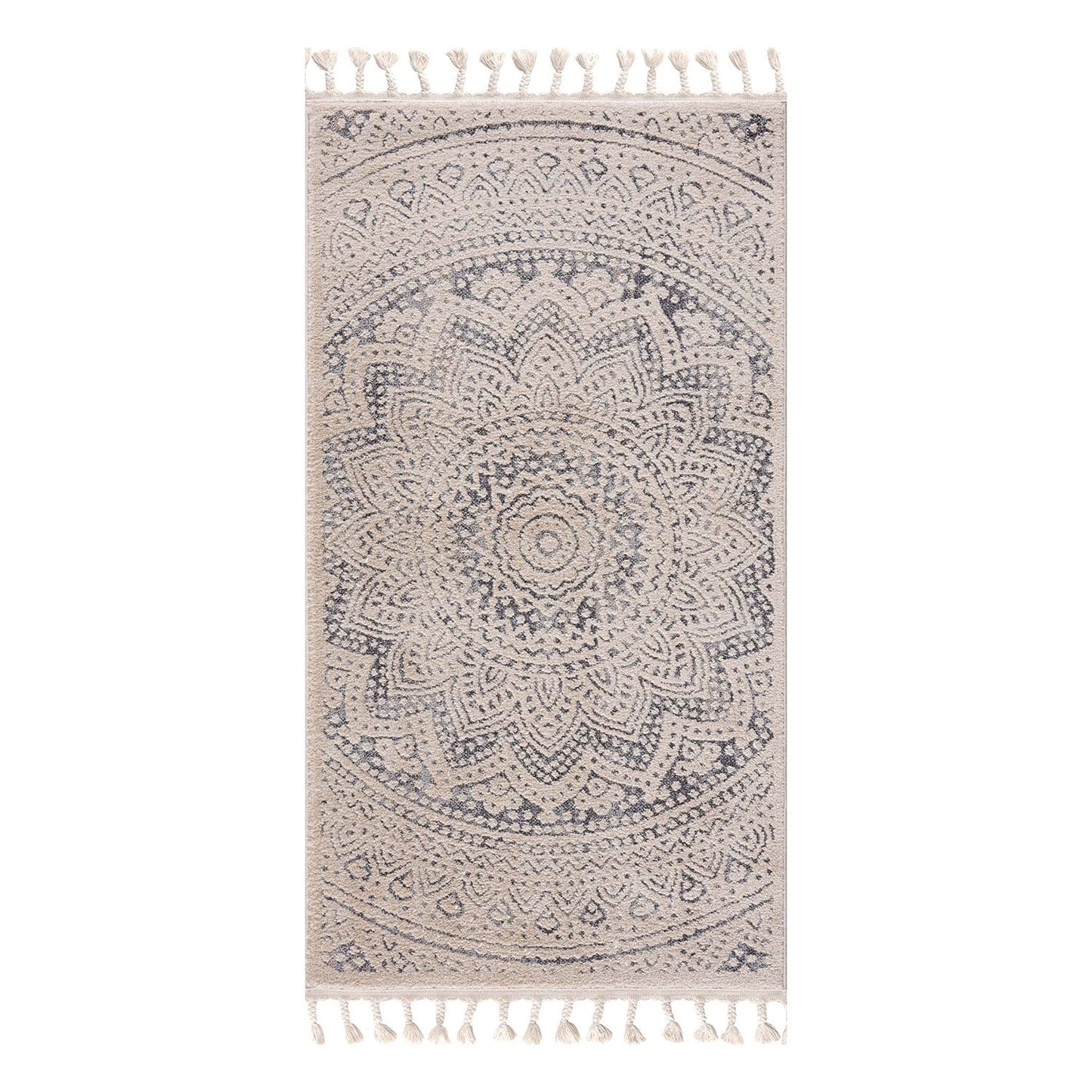 Tapis Scandinave à franges tressées - Beige