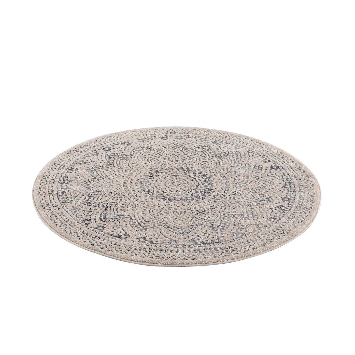 Tapis rond Scandinave tressées - Beige et Crème