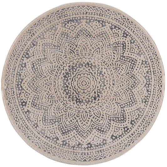 Tapis rond Scandinave tressées Crème et Gris